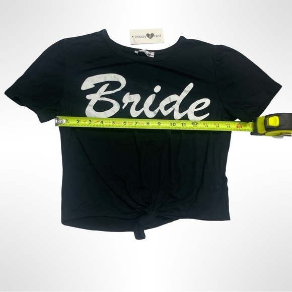 Mady & Nell "bride" Women's Black Cropped  Short Sleeve Shirt; Size Medium - Picture 4 of 4